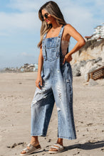 Load image into Gallery viewer, Stone Blue Distressed Overalls