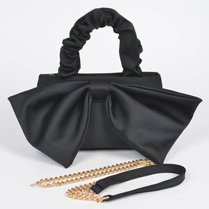 Nylon Top Handle Bag with Bow Front Clutch