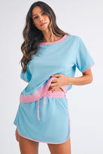 Load image into Gallery viewer, Colorblock Edge Drop Shoulder T Shirt and Skort Set