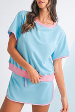Load image into Gallery viewer, Colorblock Edge Drop Shoulder T Shirt and Skort Set