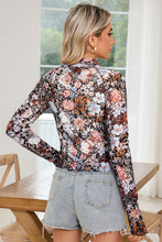 Load image into Gallery viewer, Floral Print Mesh Mock Neck Top