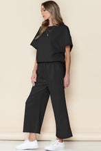 Load image into Gallery viewer, Textured Loose Fit T Shirt and Drawstring Pants Set