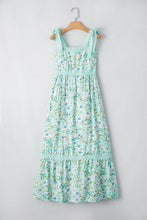 Load image into Gallery viewer, Green Floral Lace Tied Strap Empire Waist Maxi Dress