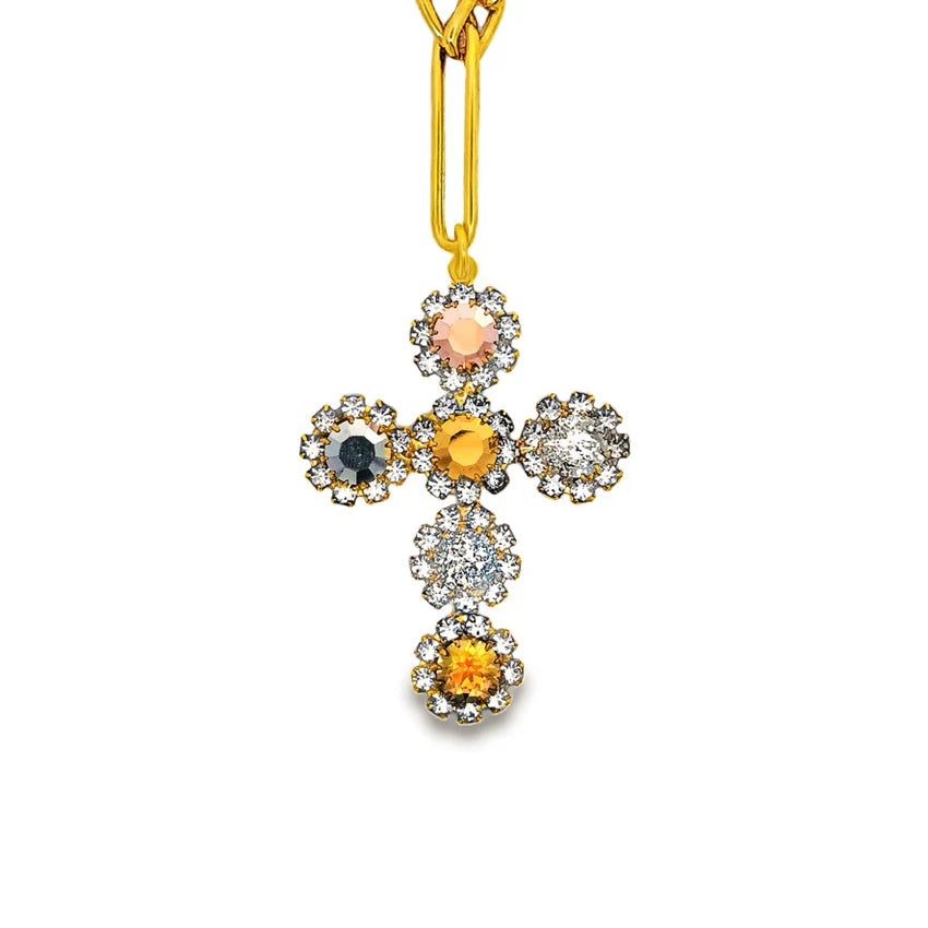 Tova Madonna Mixed Metal Cross Necklace