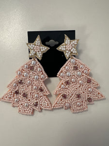Beaded Christmas Tree Earrings