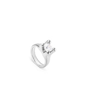 Load image into Gallery viewer, UNOde 50 Double White Zirconia Ring Silver-Size 7.5