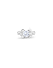 Load image into Gallery viewer, UNOde 50 Double White Zirconia Ring Silver-Size 7.5