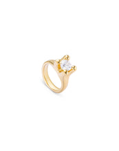 Load image into Gallery viewer, UNOde50 Double White Zirconia Ring Gold-Size 6