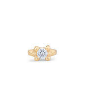 Load image into Gallery viewer, UNOde50 Double White Zirconia Ring Gold-Size 6