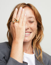 Load image into Gallery viewer, UNODE50 Ring With Three Bubble-Shaped Beads-GOLD 7.5-#ANI0843ORO00015