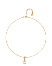 Load image into Gallery viewer, UNOde50 Short chain necklace with white cubic zirconia-Gold Divine