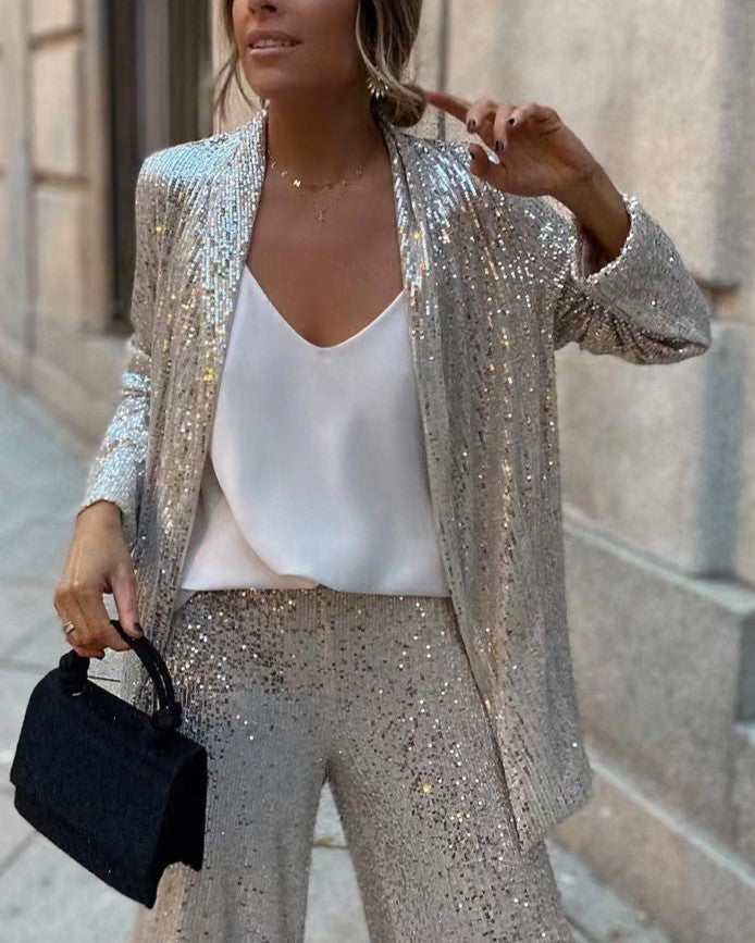 Cream Sequin Blazer