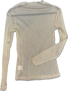 Beige Rhinestone Mesh Shirt
