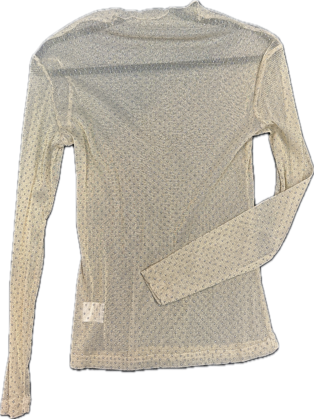 Beige Rhinestone Mesh Shirt