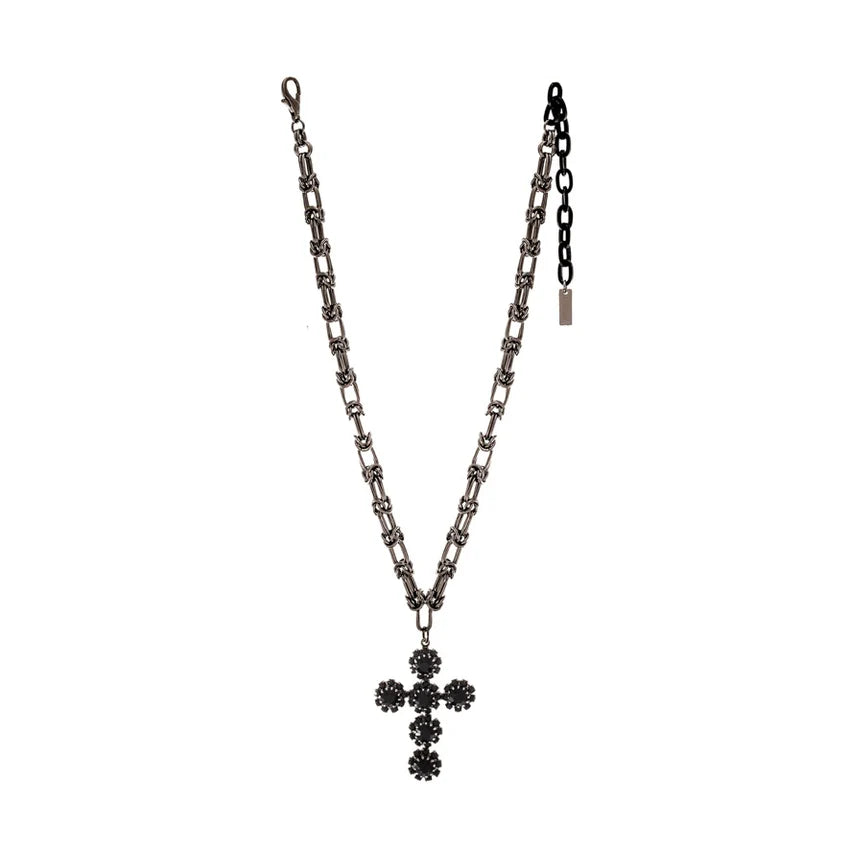 Tova Madonna Cross Necklace-Jet