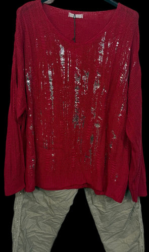 Made In Italy Red Sweater-One Size Fits Most