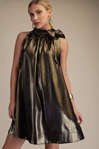 Glam Gold Black Sleevless Dress