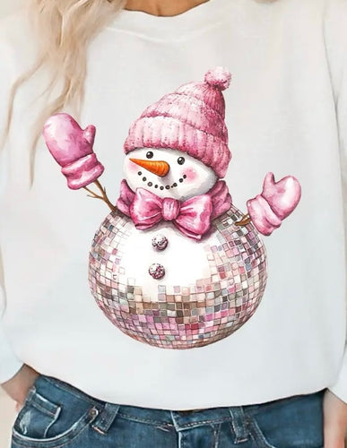 Snowman Disco Ball Holiday Tshirt