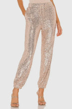 Load image into Gallery viewer, Rose Gold Sequin Joggers