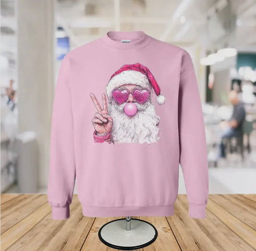 Santa Fleece Sweatshirt-Pink
