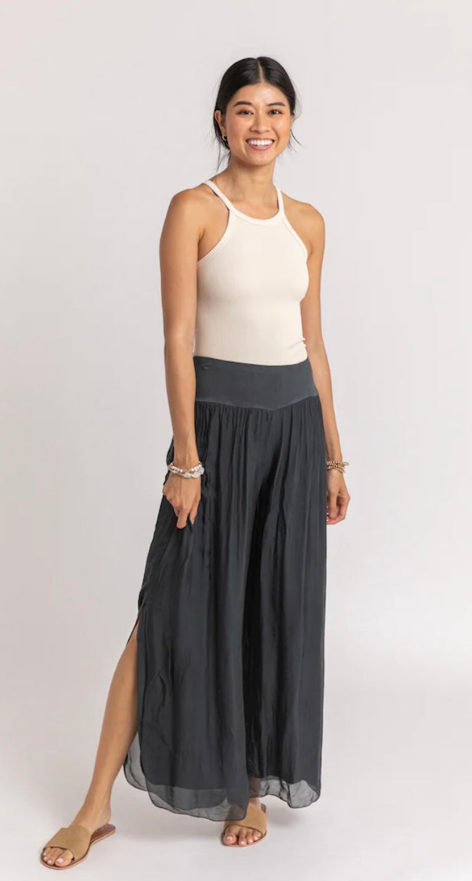 Made In Italy Solid Silk Pants- One Size