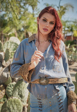 Load image into Gallery viewer, Western Printed Ruffle Cuff Shirt