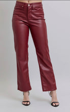 Load image into Gallery viewer, Judy Blue Red Faux Leather Tummy Control High Waisted Pant-Straight Leg