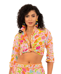 Gretchen Scott Boyfriend Shirt Birds and Bees Pale Pink