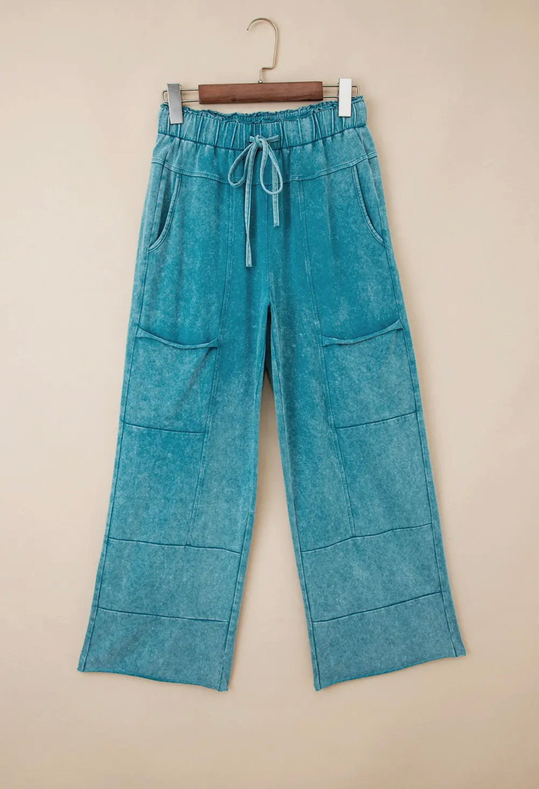Mineral Washed High Waist Wide Leg Cargo Pant