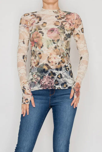 Flower Mesh Lace Top