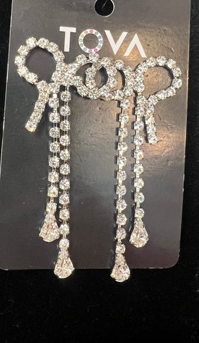 Tova Triss Earrings Clear Crystal Bows