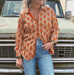 Orange Floral Top