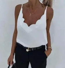 Scalloped Cami Top White