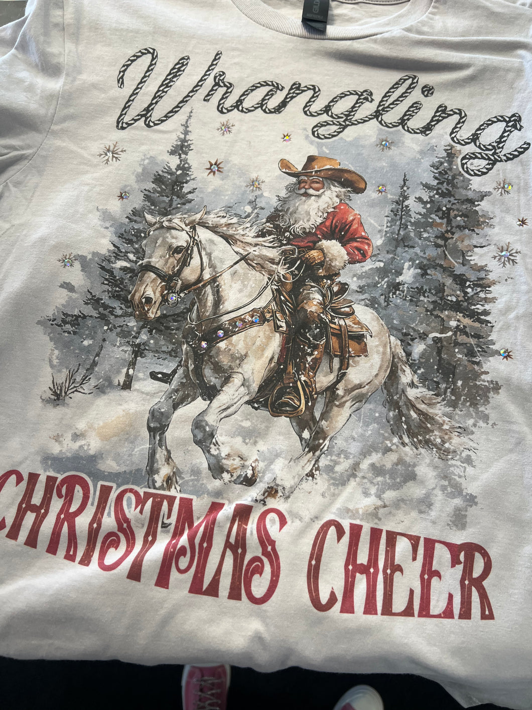 Wrangling Christmas Cheer Bling T-Shirt