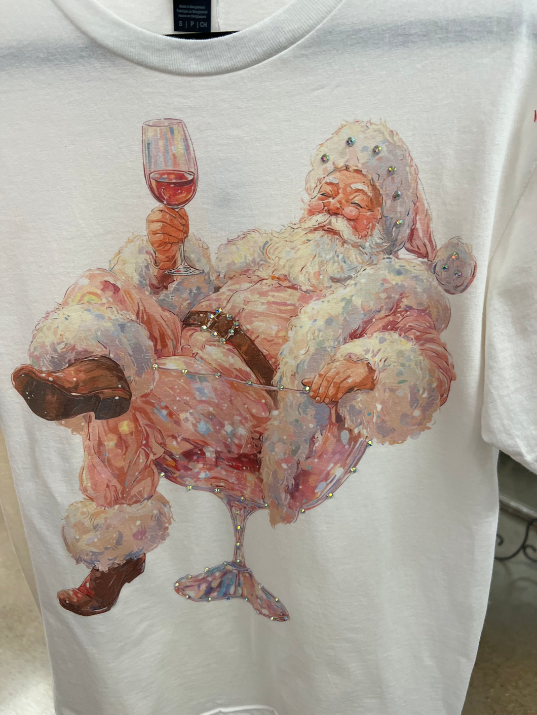 Santa In A Glass Tshirt Small