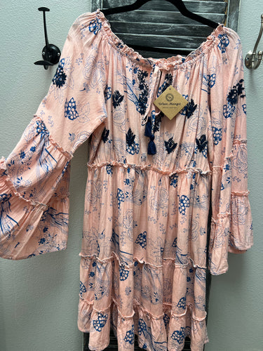 Made In Italy Summer Dress Bell Sleeve Pink