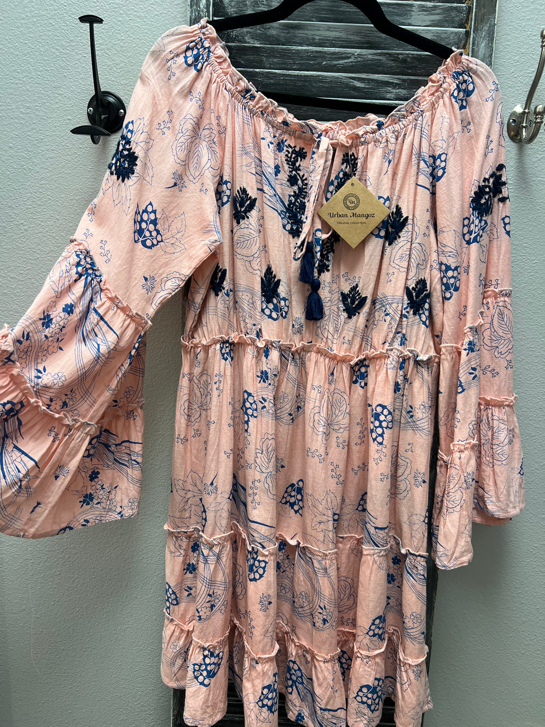 Made In Italy Summer Dress Bell Sleeve Pink