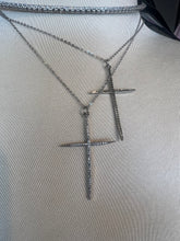 Load image into Gallery viewer, Silver Cross Bling Necklace