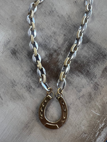 EKD Horseshoe Necklace Mixed Metal