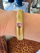 Load image into Gallery viewer, Gold Coil Bracelet w/ Crystal