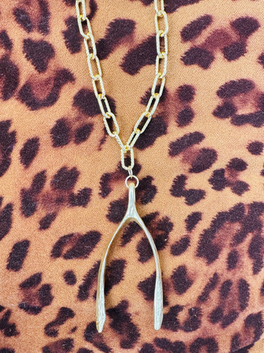 Wish Bone Necklace-Water Resistant-Gold
