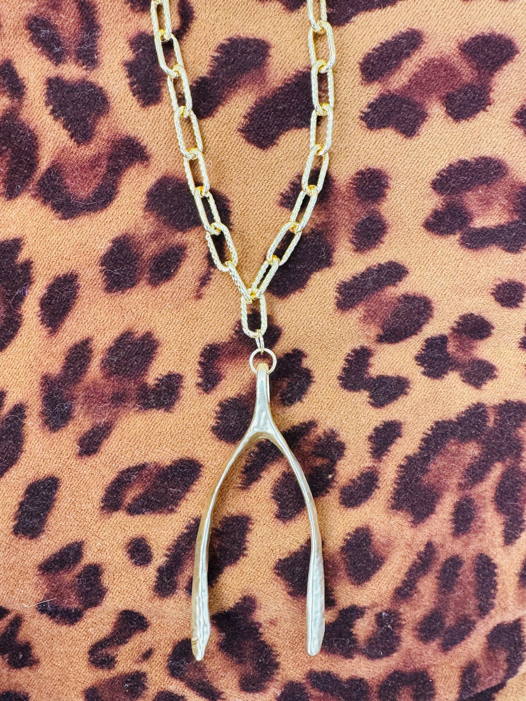 Wish Bone Necklace-Water Resistant-Gold