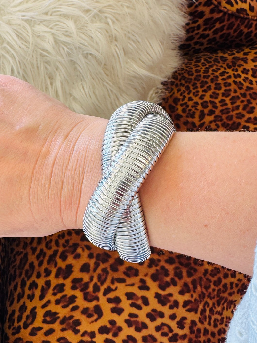 Double Twist Coil Bracelet-Silver