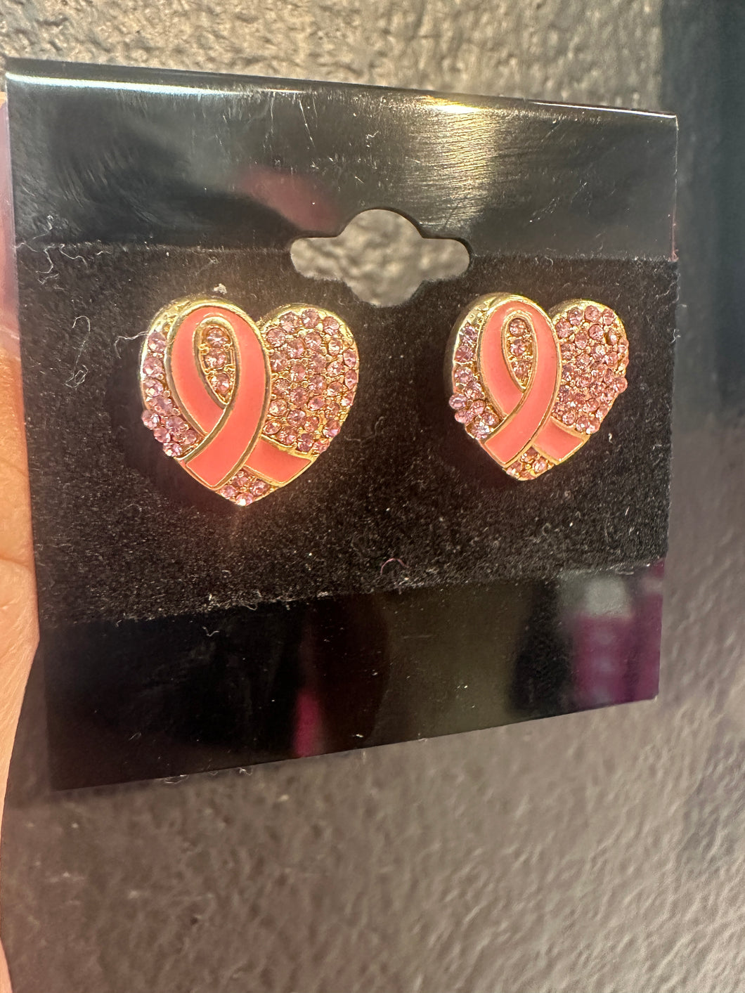 Pink Ribbon Heart earrings
