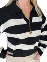 Load image into Gallery viewer, Black and White Striped Sweater