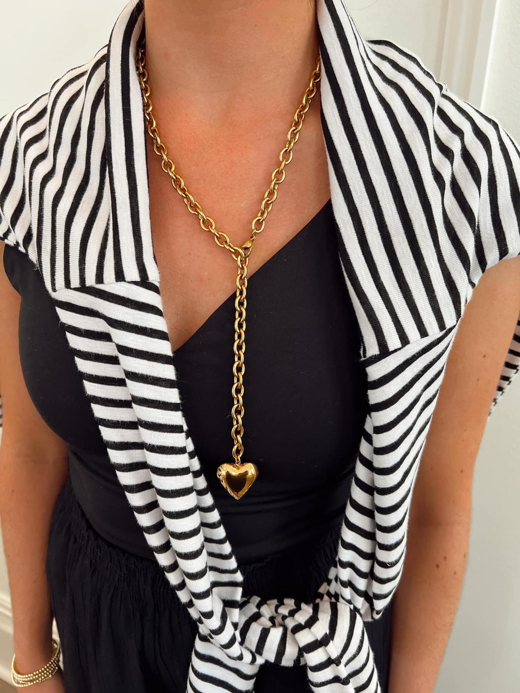 Long Heart Drop Gold Necklace