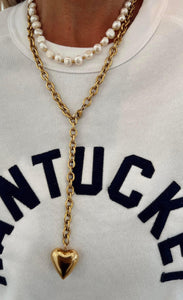 Long Heart Drop Gold Necklace