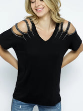 Load image into Gallery viewer, Short Sleeve Top Wtih Laser Cut Shoulder