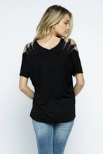 Load image into Gallery viewer, Short Sleeve Top Wtih Laser Cut Shoulder