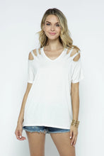 Load image into Gallery viewer, Short Sleeve Top Wtih Laser Cut Shoulder